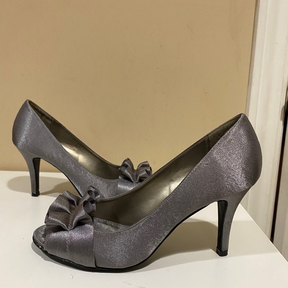 Grey D’orsay Heels Size 8